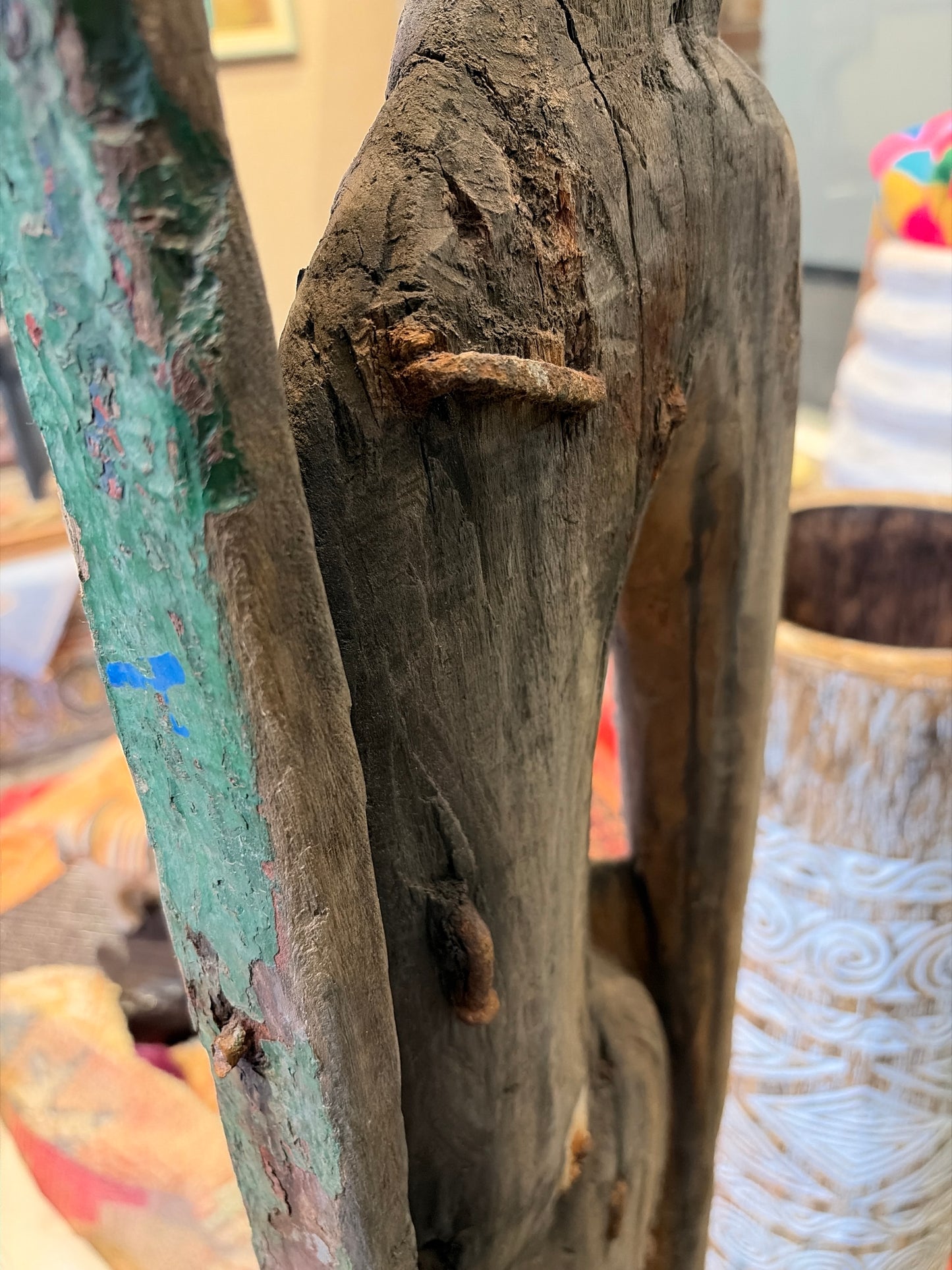 Bali Earthform Carved Hardwood Totem Sculpture – Aged Black & Driftwood