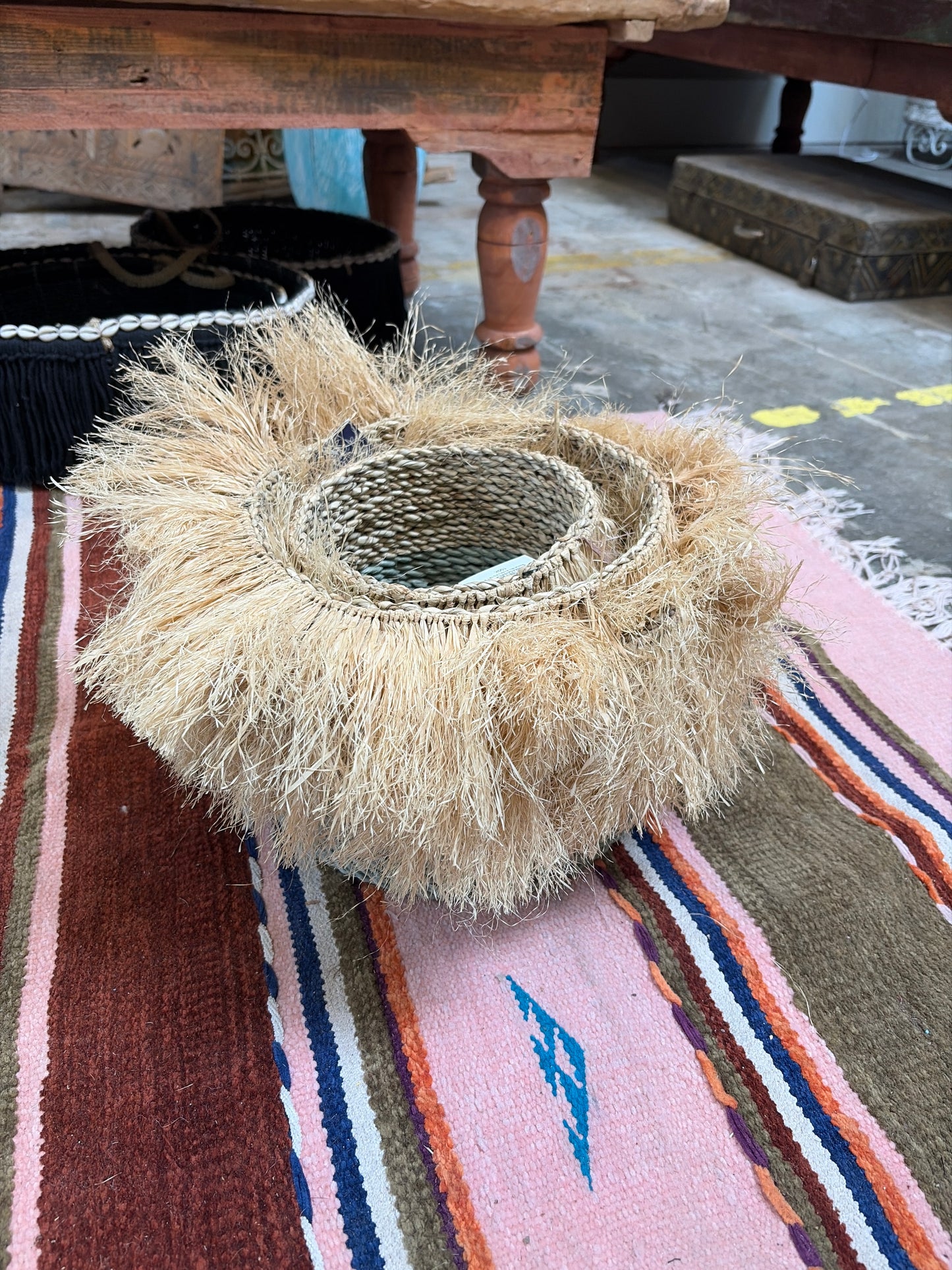 Bali Earthform Raffia Nesting Baskets – Grey-Blue