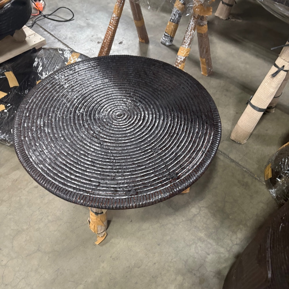 Nomadic Wild Ribbed Detail & Wood Small Island Coffee Table – Black