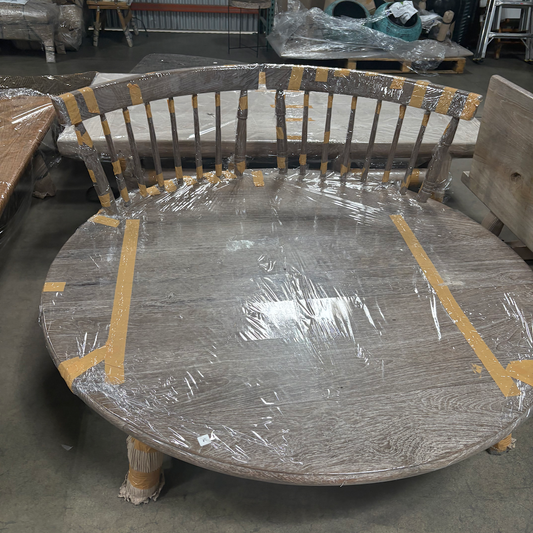 Bali Contemporary Wood Round Back Daybed – Natural Grey