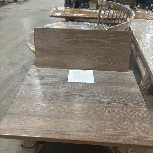 Bali Contemporary Wood Square Back Daybed – Natural Grey