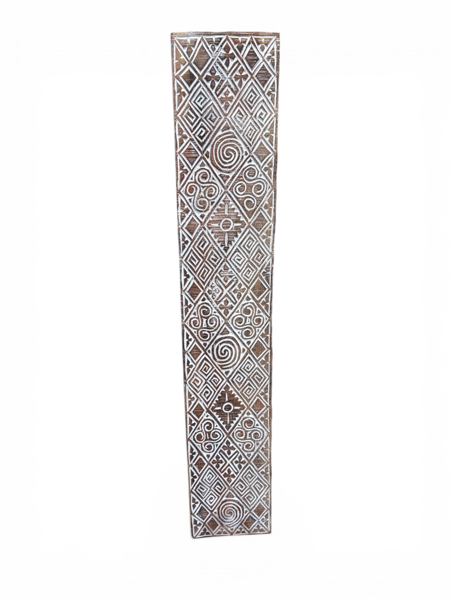 Bali Earthform Geometric Carved Wood Panel – Natural-Whitewash - 47