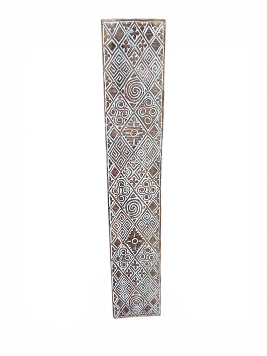 Bali Earthform Geometric Carved Wood Panel – Natural-Whitewash - 47