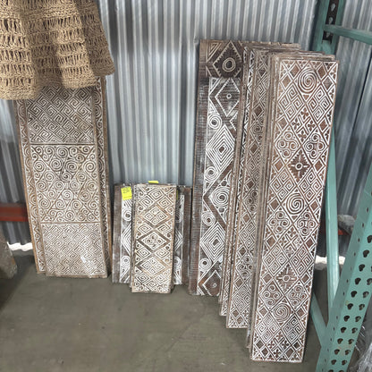 Bali Earthform Geometric Carved Wood Panel – Natural-Whitewash