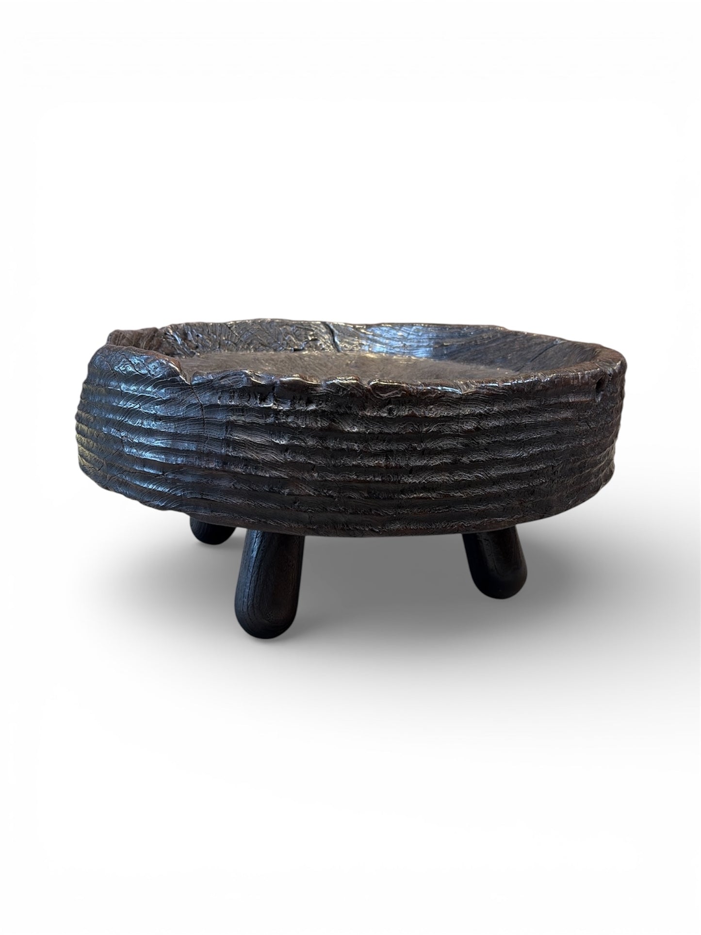 Bali Earthform Hand-Hewn Teak Low Coffee Table – Rustic Charred Black