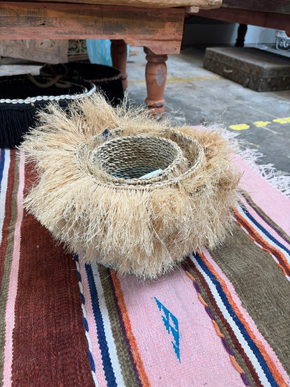 Bali Earthform Raffia Nesting Baskets – Grey-Blue