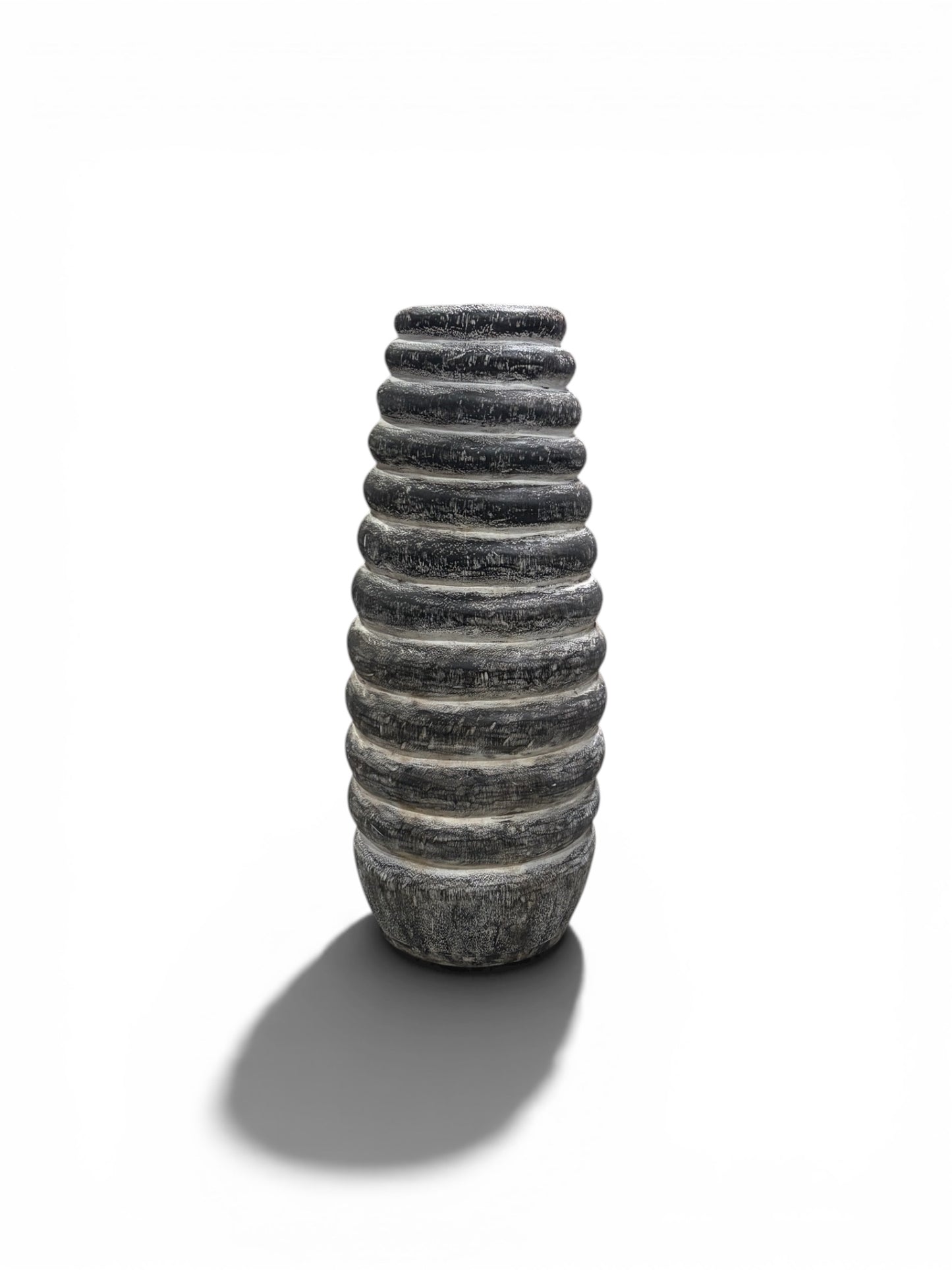 Bali Earthform Wood Sculptural Vessel – Charcoal Wash