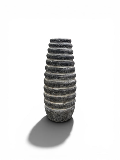Bali Earthform Wood Sculptural Vessel – Charcoal Wash
