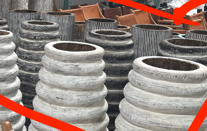 Bali Earthform Wood Sculptural Vessel – Charcoal Wash