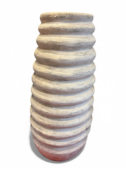 Bali Earthform Wood Sculptural Vessel – White Wash