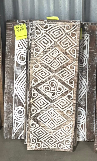 Bali Earthform Geometric Carved Wood Panel – Natural-Whitewash