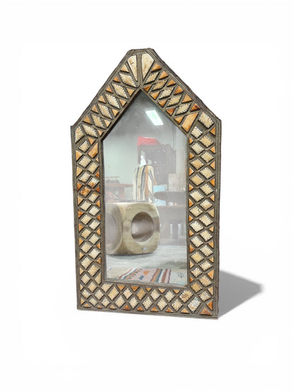 Morocco Medina Bone Inlay Geometric Point Mirror – Natural Diamond Lattice