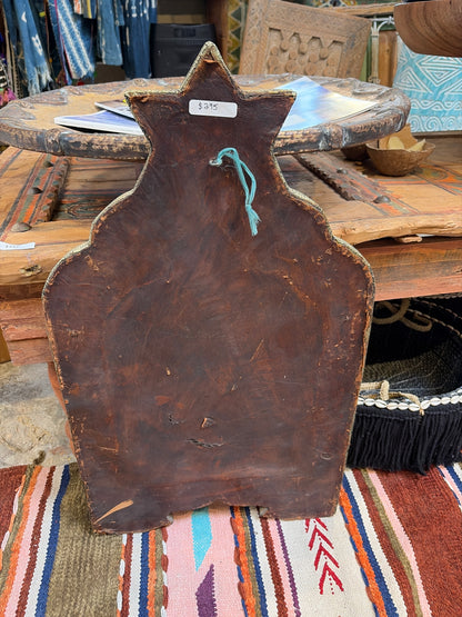 Morocco Medina Bone Inlay & Wood Star Top Mirror – Dark Walnut & Cream