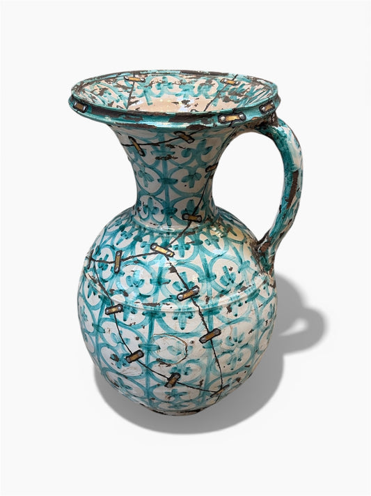 Morocco Medina Ceramic & Braised Metal Repair Vase – Blue & White