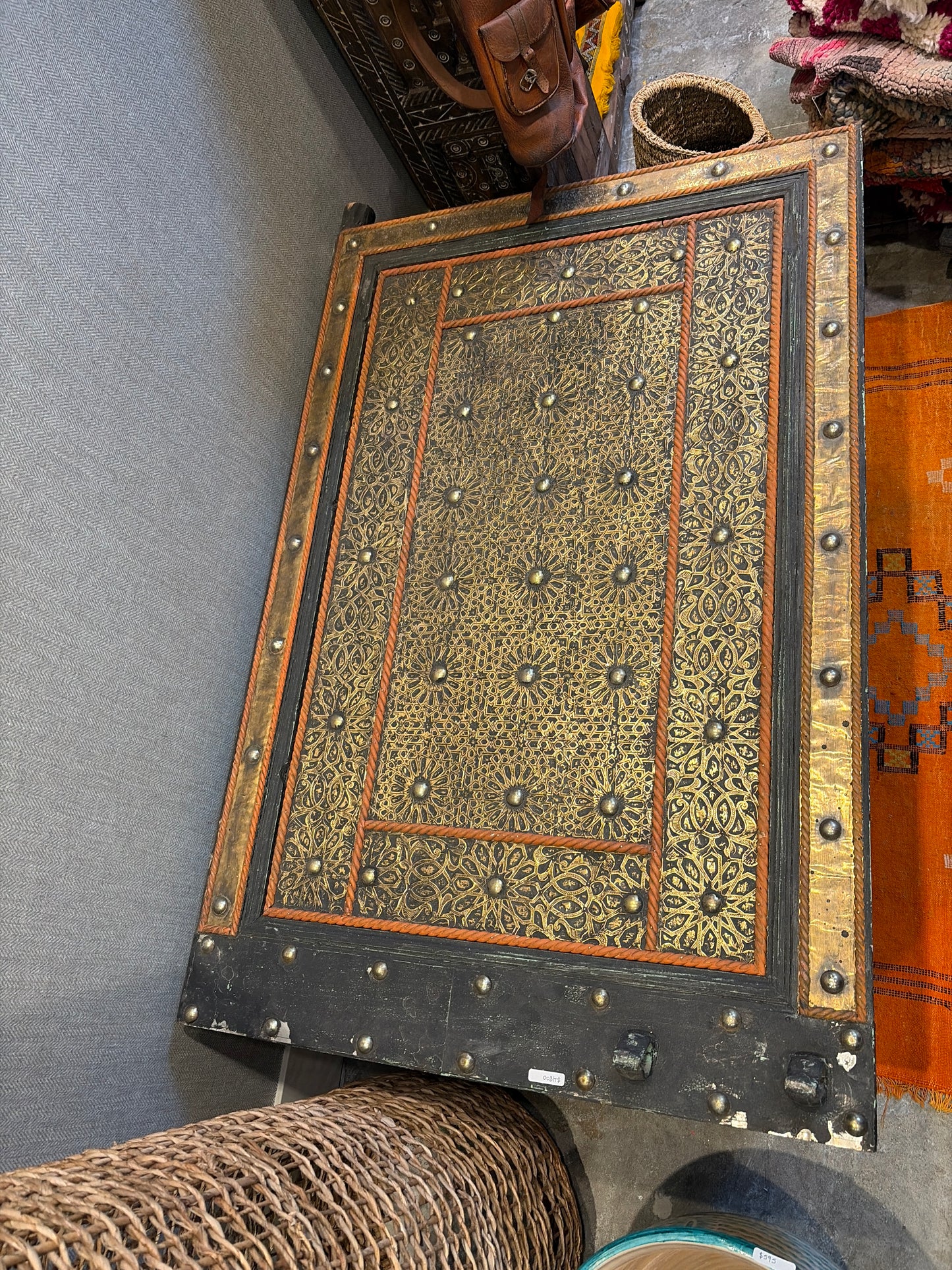 Morocco Medina Embossed Brass Door Coffee Table (52-inch)