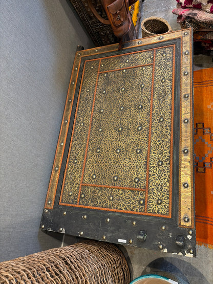 Morocco Medina Embossed Brass Door Coffee Table (52-inch)