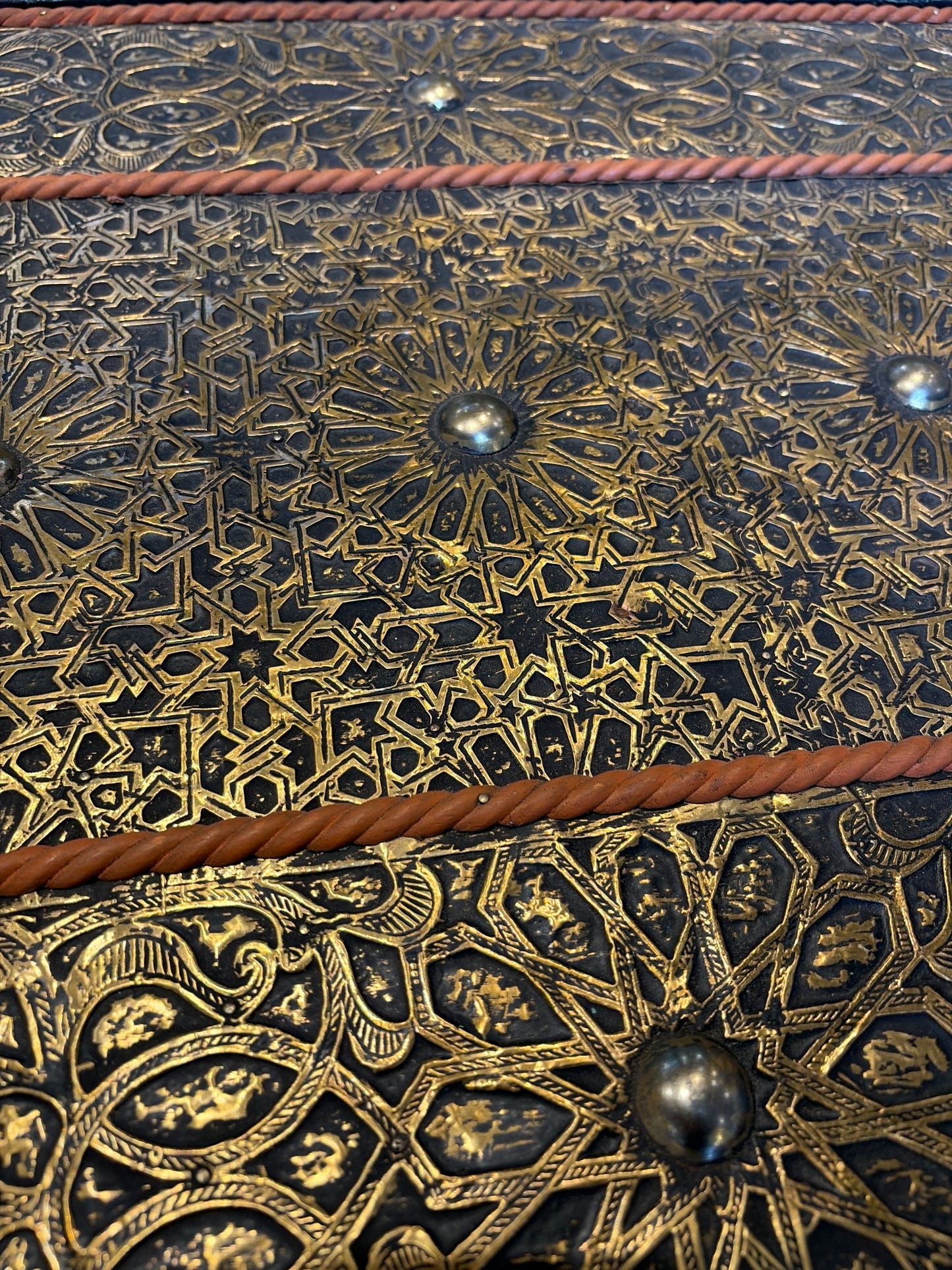 Morocco Medina Embossed Brass Door Coffee Table (65-inch)