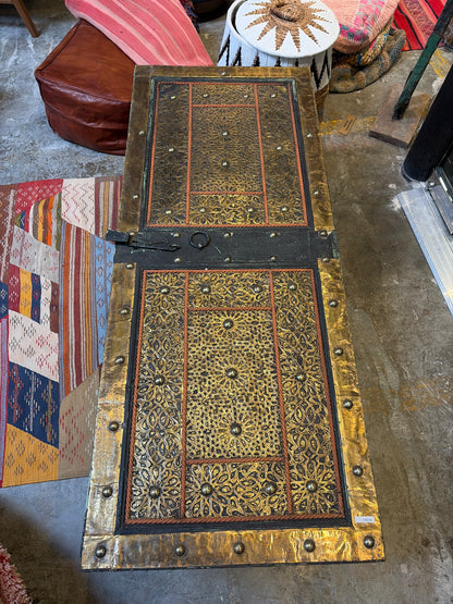 Morocco Medina Embossed Brass Door Coffee Table (65-inch)
