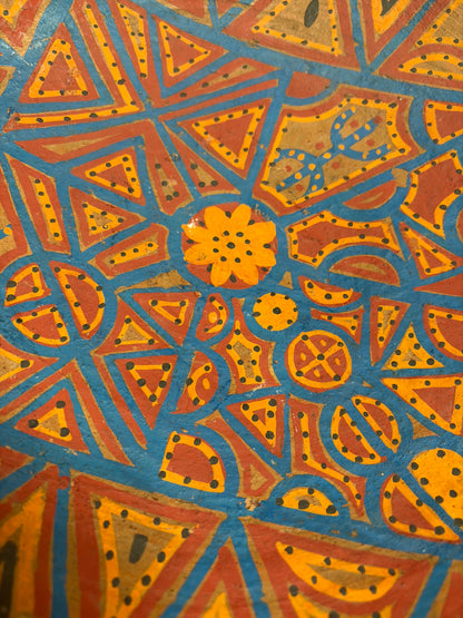 Morocco Medina Hand-Painted Terracotta Centerpiece – Vivid Berber Geometric