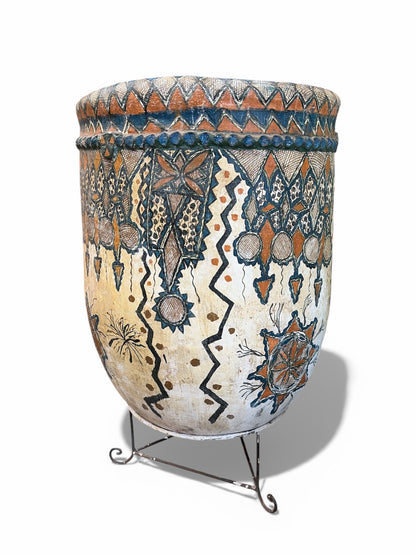 Morocco Medina Hand-Painted & Iron Stand Floor Vase