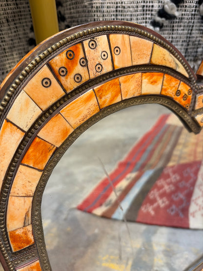 Morocco Medina Henna Bone Inlay Double Arch Mirror – Saffron & Natural