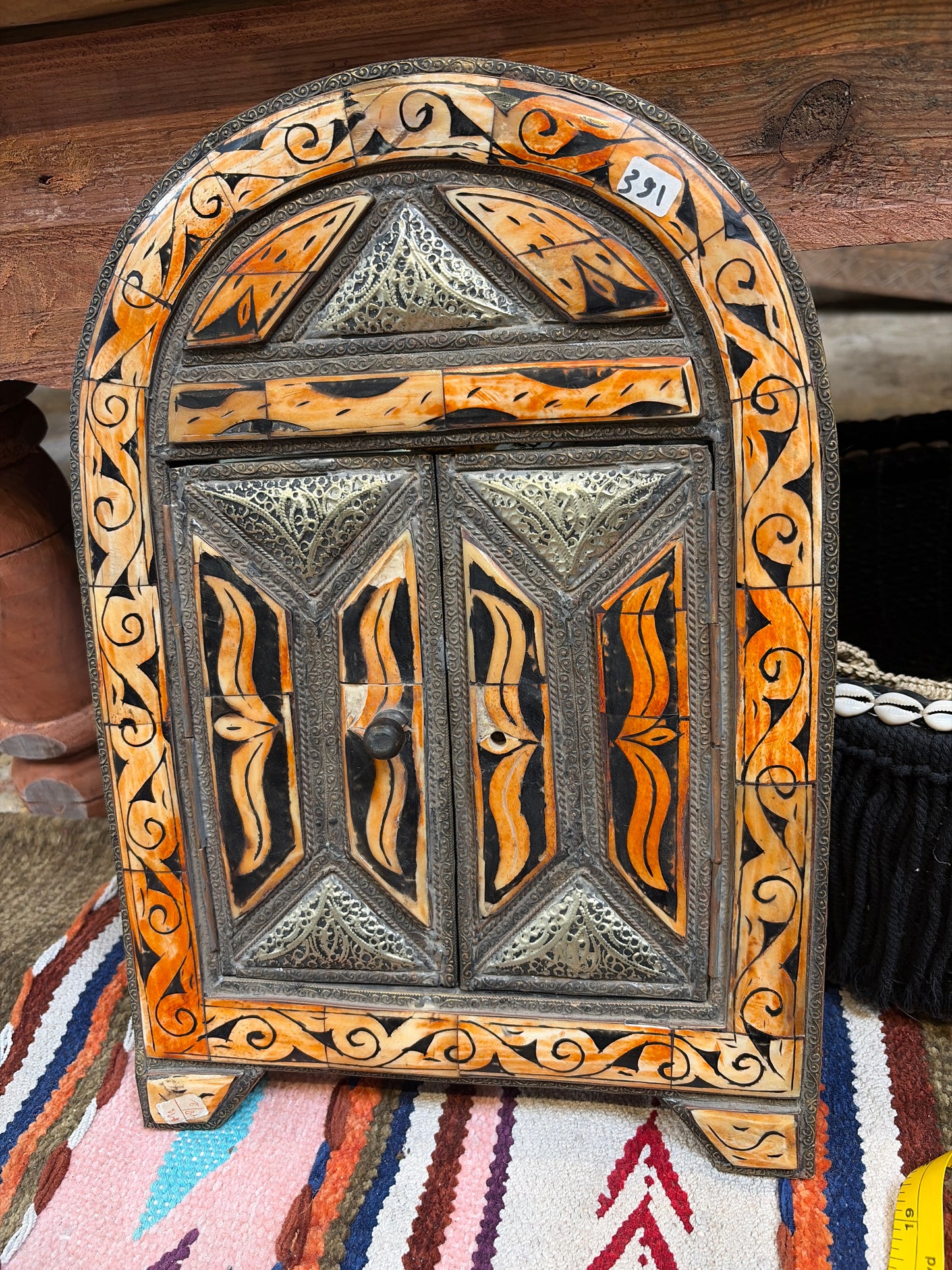Morocco Medina Henna Bone Inlay Tabernacle Mirror – Saffron Swirl