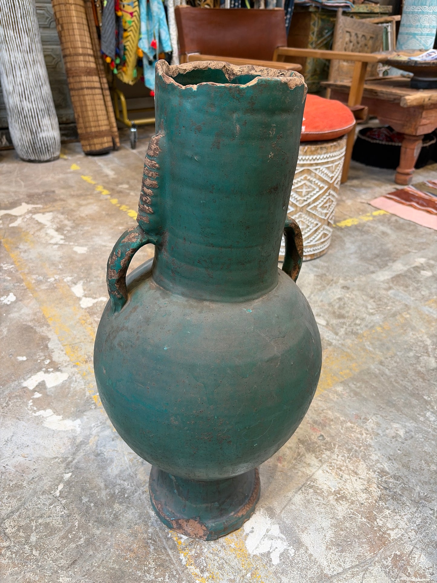 Morocco Medina Tamegroute Pottery Amphora Vase – Majorelle Green
