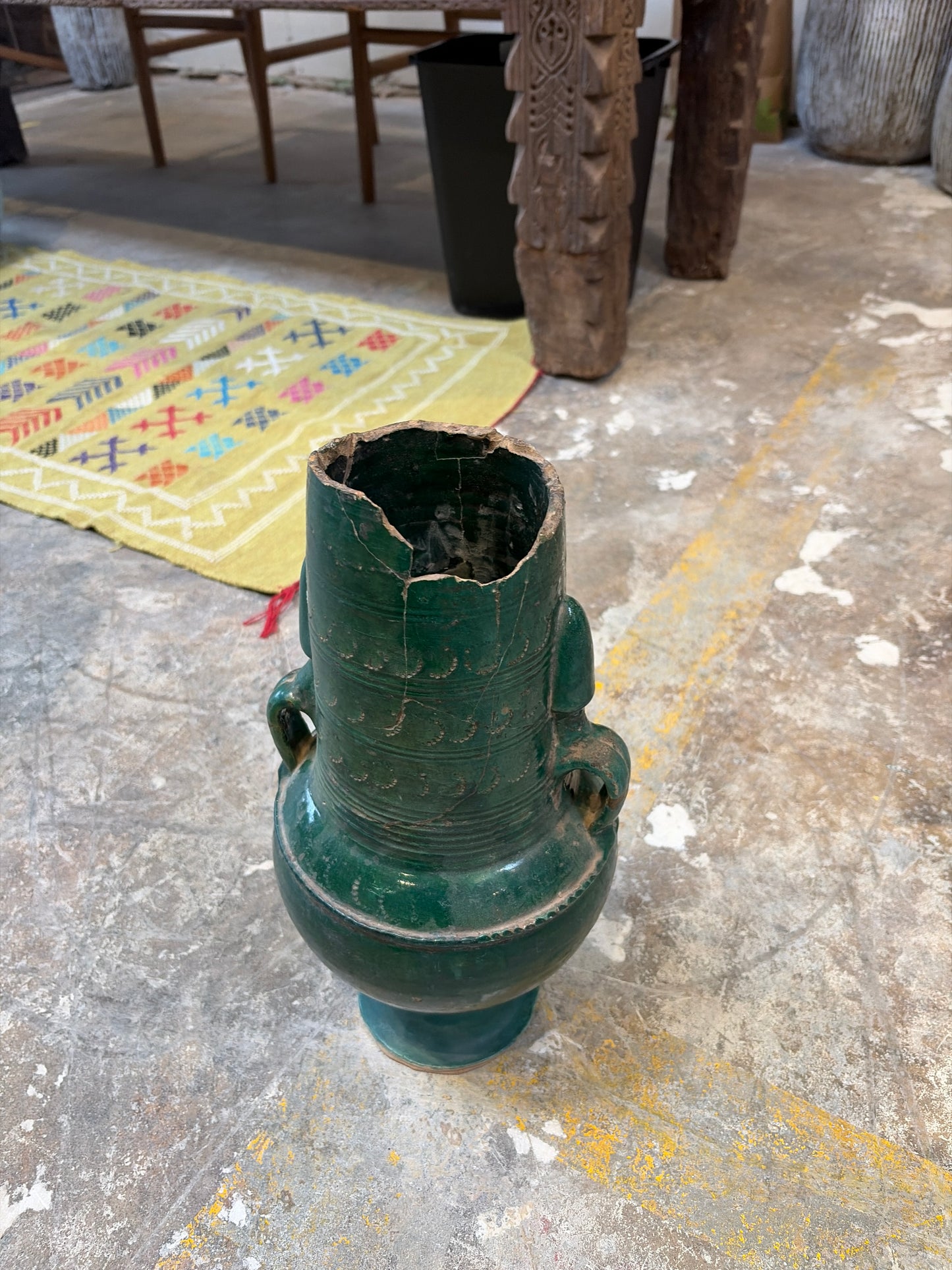Morocco Medina Tamegroute Pottery & Etched Neck Vase – Majorelle Green