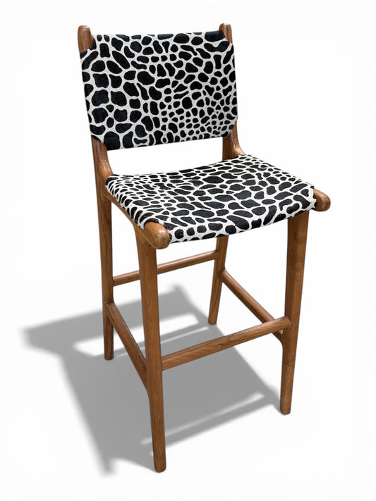 Nomadic Wild Cowhide & Wood Bar Stool – Leopard Print