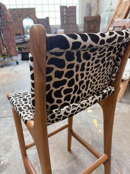 Nomadic Wild Cowhide & Wood Bar Stool – Leopard Print