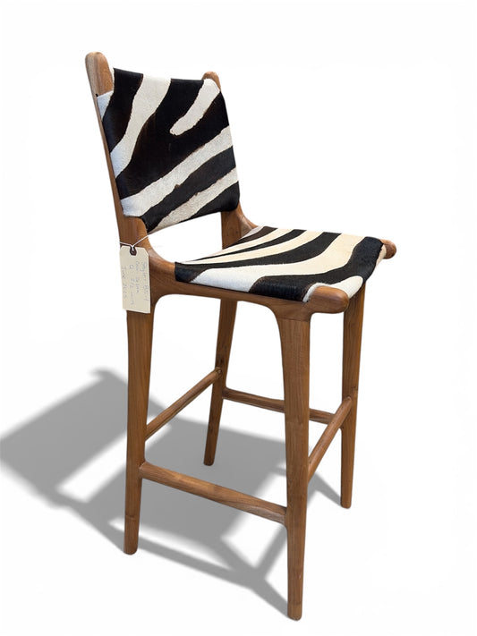 Nomadic Wild Cowhide & Wood Bar Stool – Zebra Print