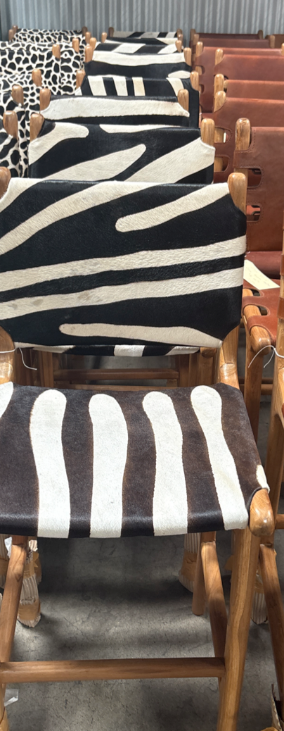 Nomadic Wild Cowhide & Wood Bar Stool – Zebra Print