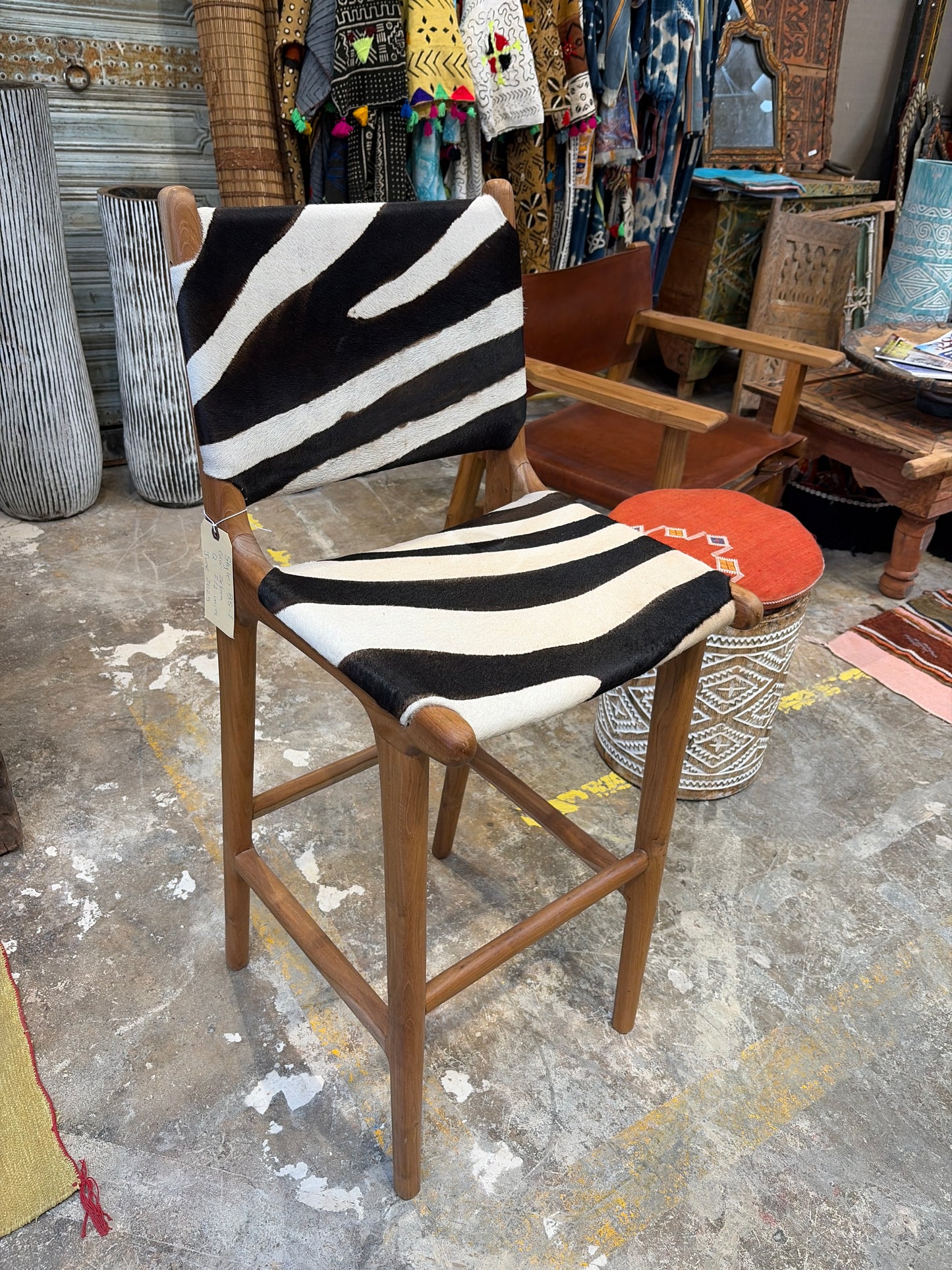 Nomadic Wild Cowhide & Wood Bar Stool – Zebra Print