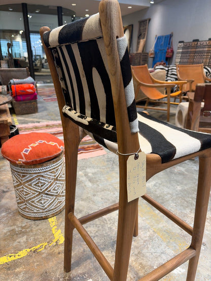 Nomadic Wild Cowhide & Wood Bar Stool – Zebra Print