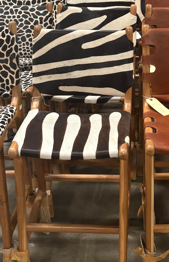 Nomadic Wild Cowhide & Wood Counter Stool – Zebra Print
