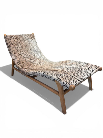 Nomadic Wild Cowhide & Wood Safari Chaise Lounge – Leopard Print