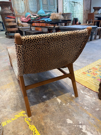 Nomadic Wild Cowhide & Wood Safari Chaise Lounge – Leopard Print