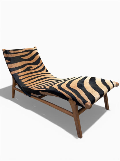 Nomadic Wild Cowhide & Wood Safari Chaise Lounge – Tiger Print