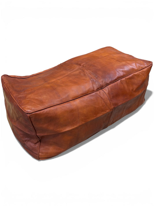 Nomadic Wild Leather Poof - Cognac
