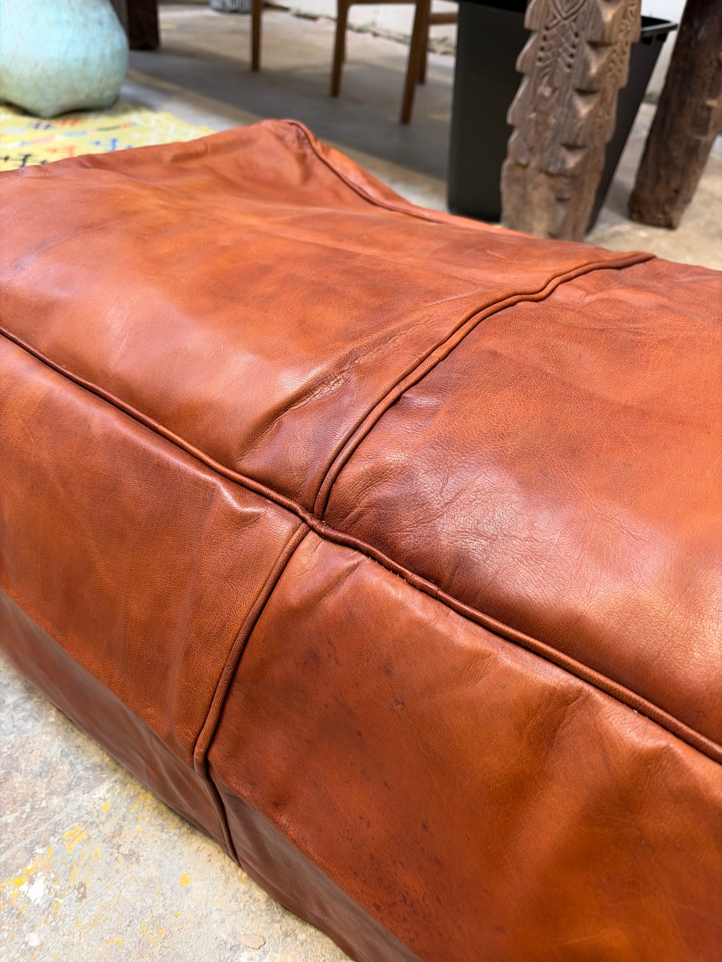 Nomadic Wild Leather Poof - Cognac