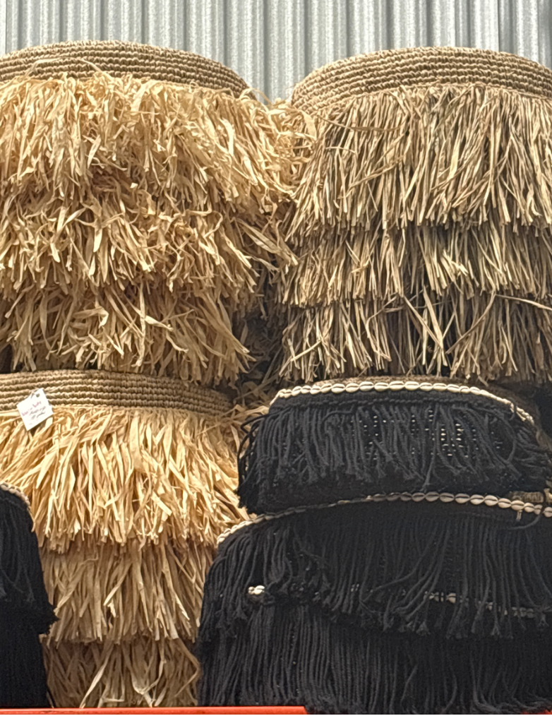 Nomadic Wild Raffia Fringe Drum Stool – Natural