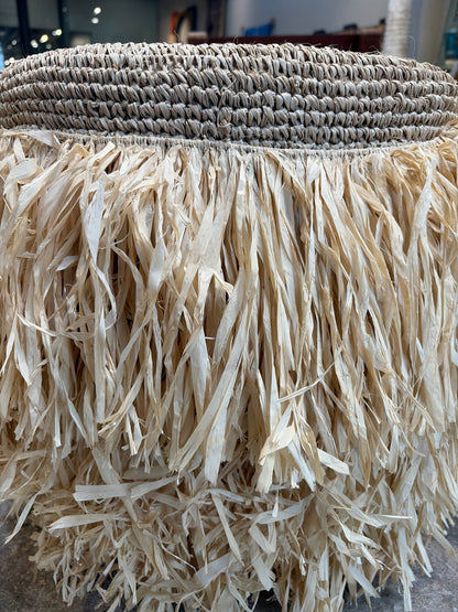 Nomadic Wild Raffia Fringe Drum Stool – Natural