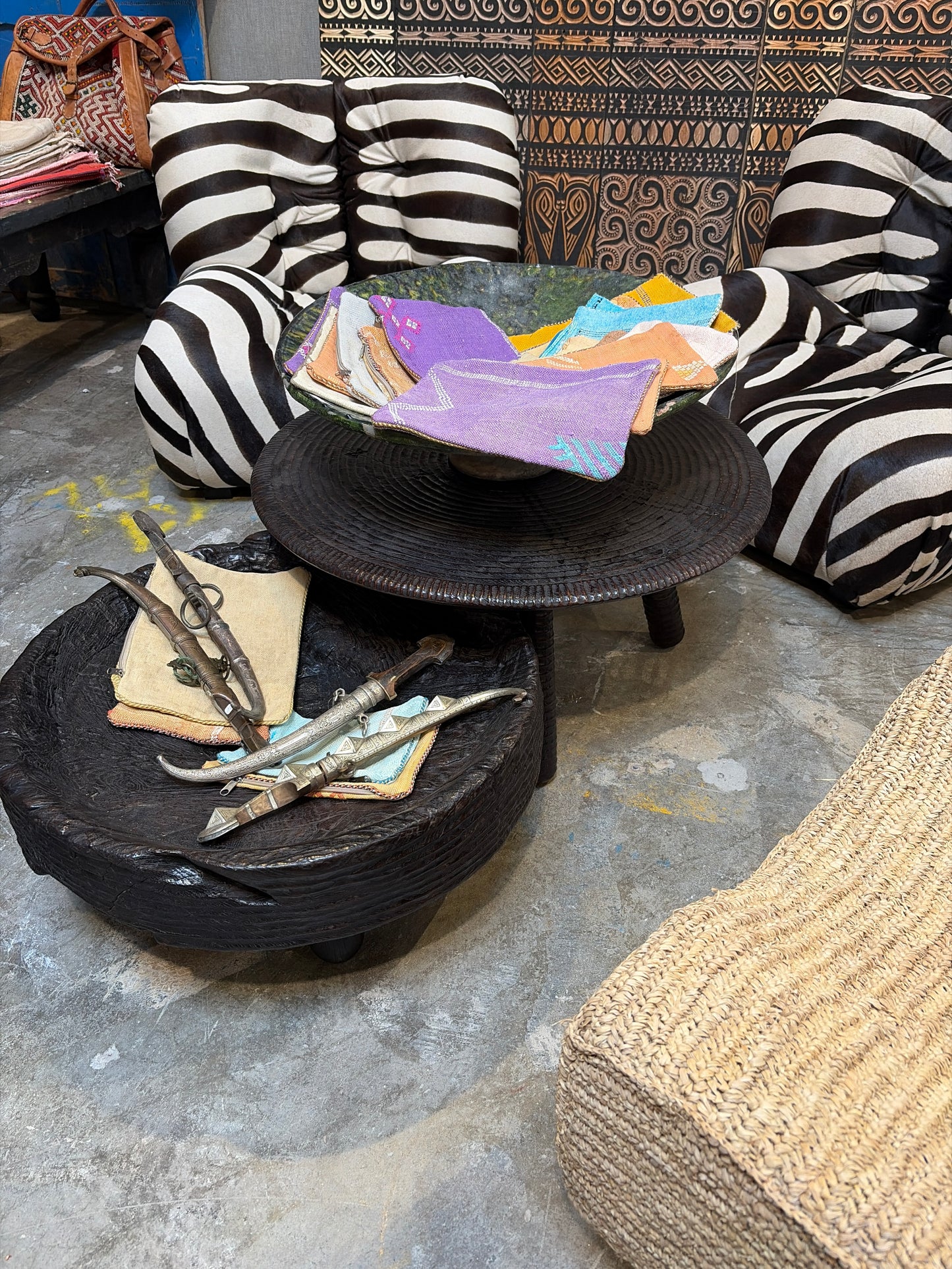 Nomadic Wild Ribbed Detail & Wood Small Island Coffee Table – Black