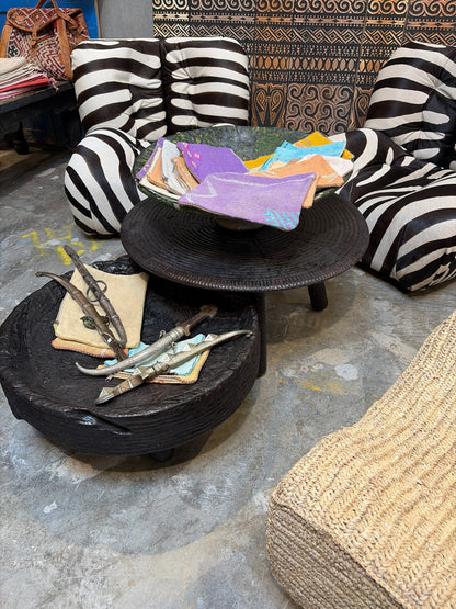 Nomadic Wild Ribbed Detail & Wood Small Island Coffee Table – Black