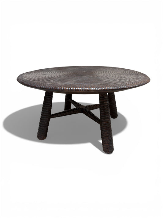 Nomadic Wild Ribbed Detail & Wood Small Island Coffee Table – Black