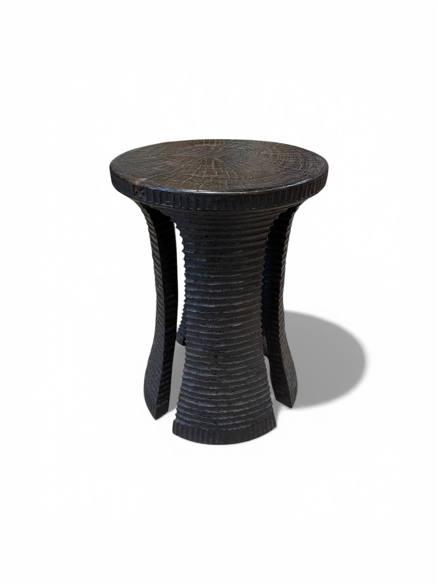 Nomadic Wild Ribbed Wood & Solid Top Side Table – Black Large