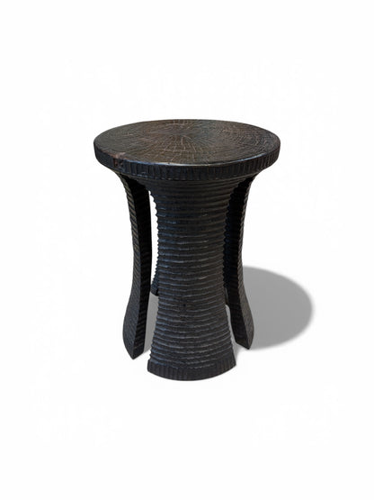 Nomadic Wild Ribbed Wood & Solid Top Side Table – Black Large