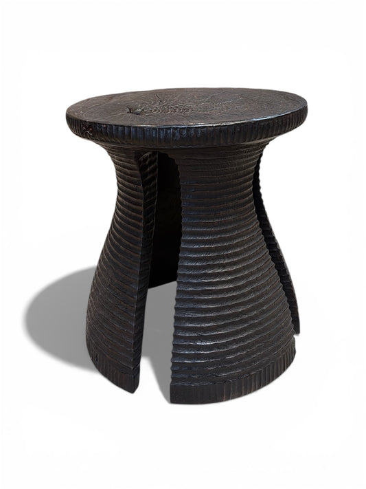 Nomadic Wild Ribbed Wood & Solid Top Side Table – Black Small