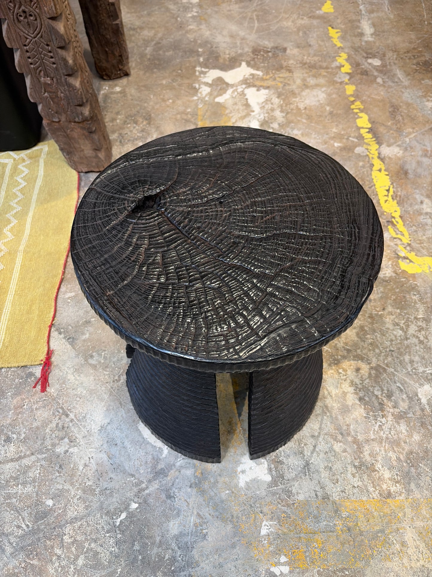 Nomadic Wild Ribbed Wood & Solid Top Side Table – Black Small