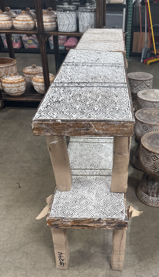 Nomadic Wild Wood Tribal Console – White Pattern